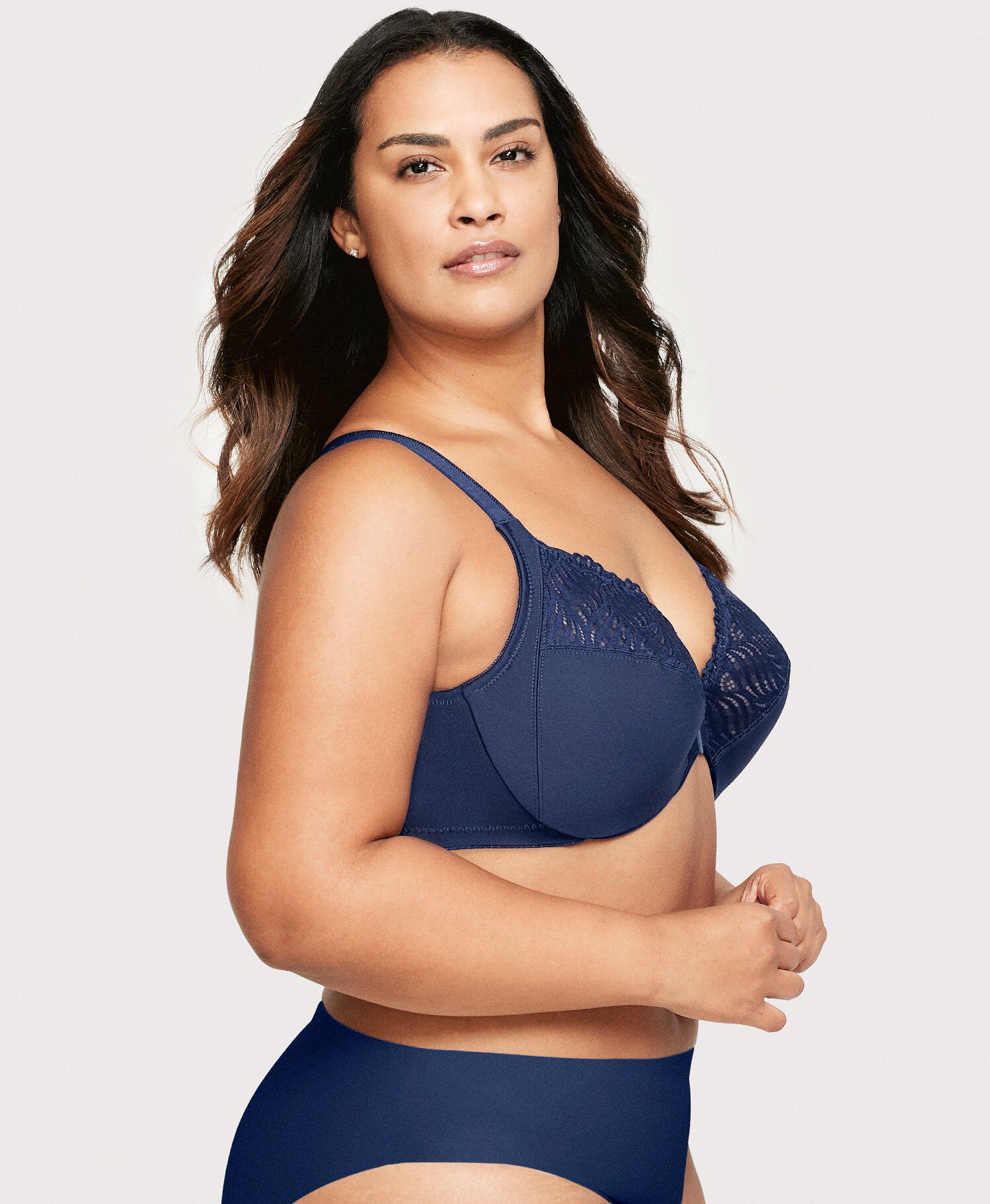 Front-Closure T-Back WonderWire Bra, Blue / Navy, alternate image number 3