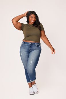 Denim Mid Rise Boyfriend Jeans