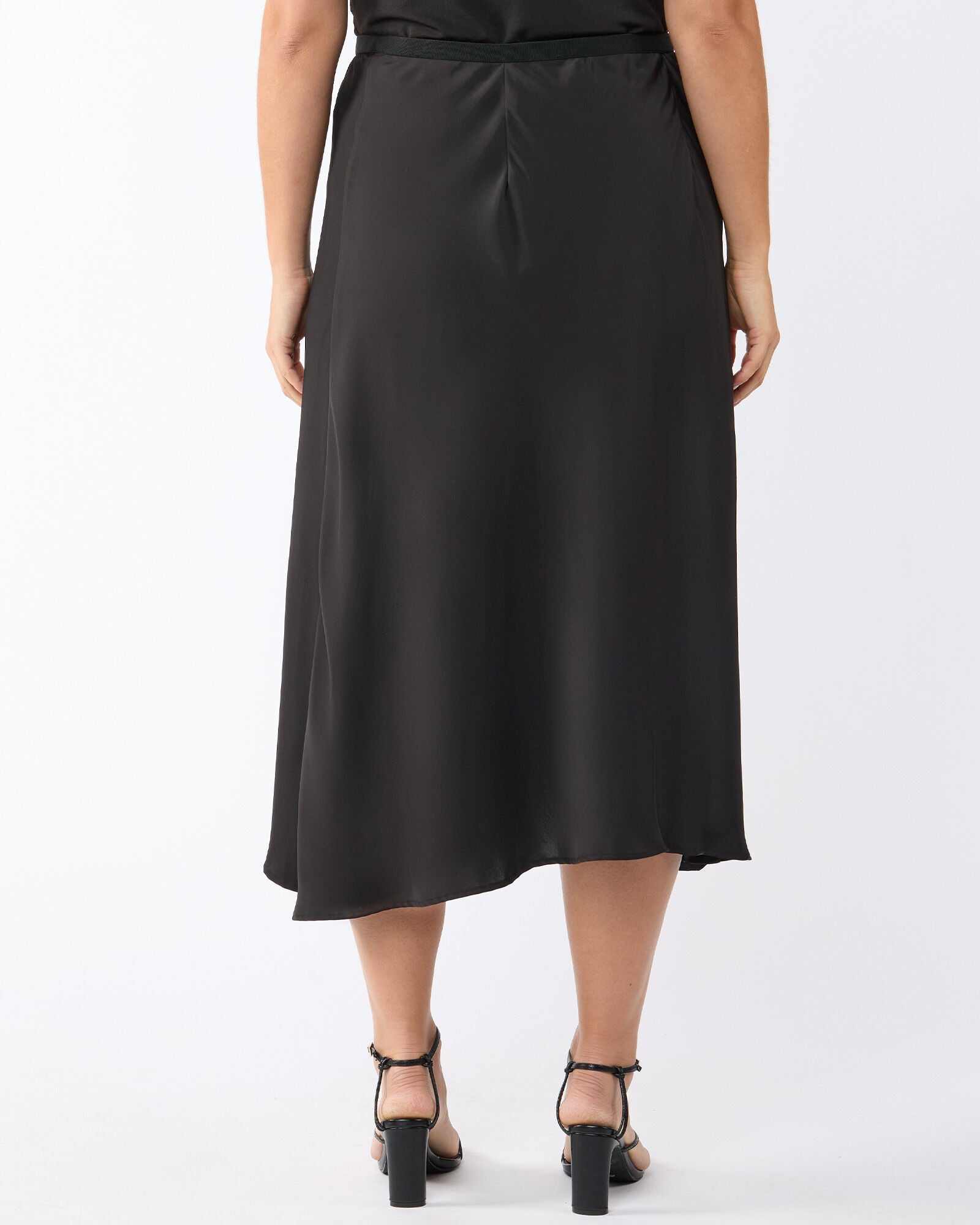 Urban Luxe Satin Midi Skirt, Black / Black, alternate image number 3