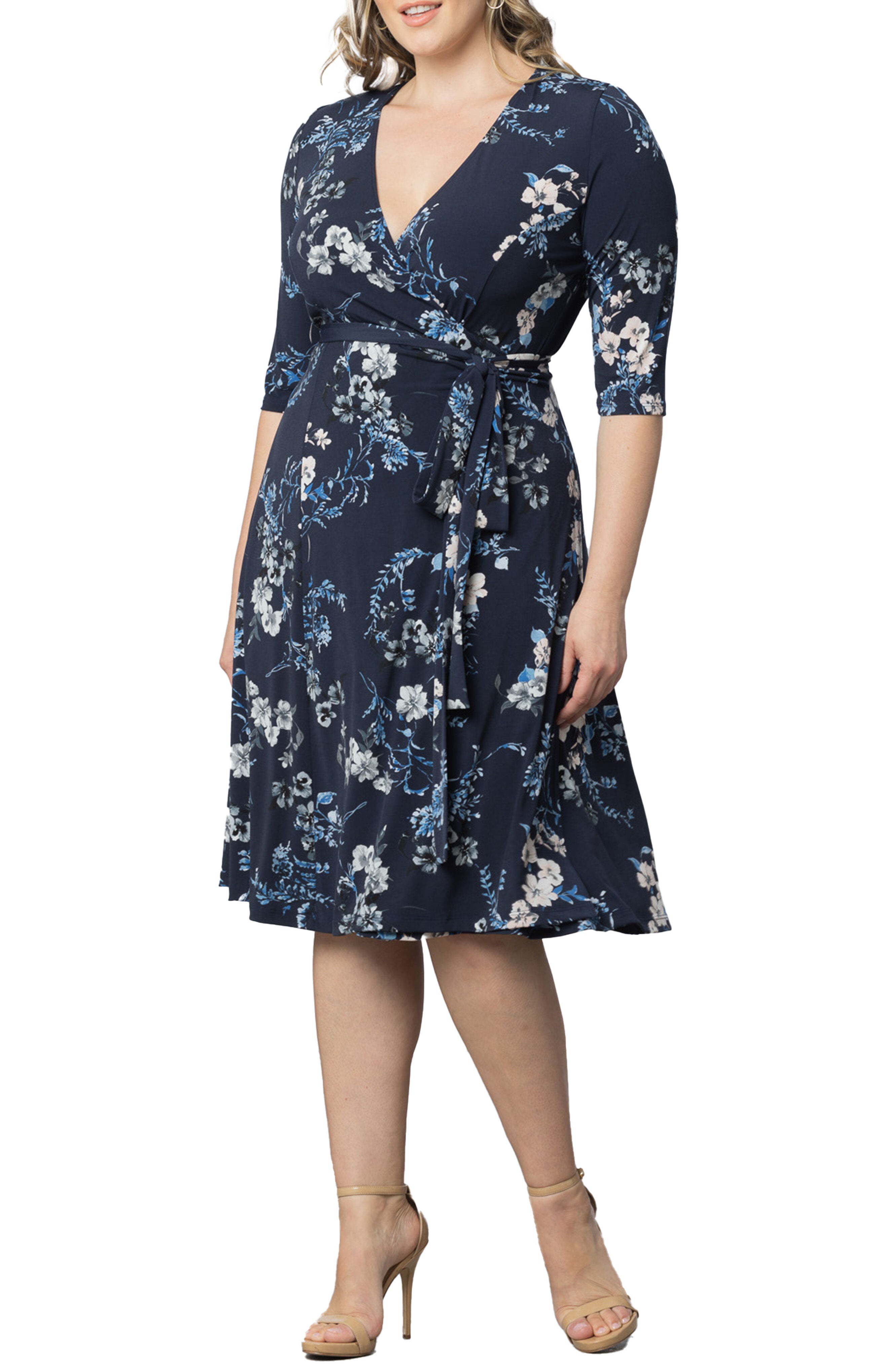 Signature Wrap Dress, FRENCH BLUE GARDEN / Navy, alternate image number 2