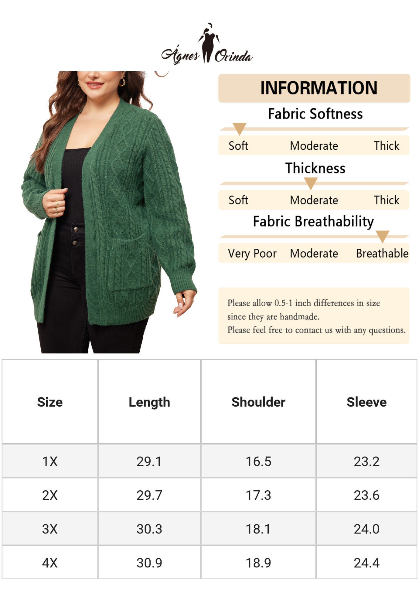 OPEN FRONT LIGHTWEIGHT SWEATER CARDIGAN WITH POCKETS, Dark Green / Forest Green, alternate image number 4