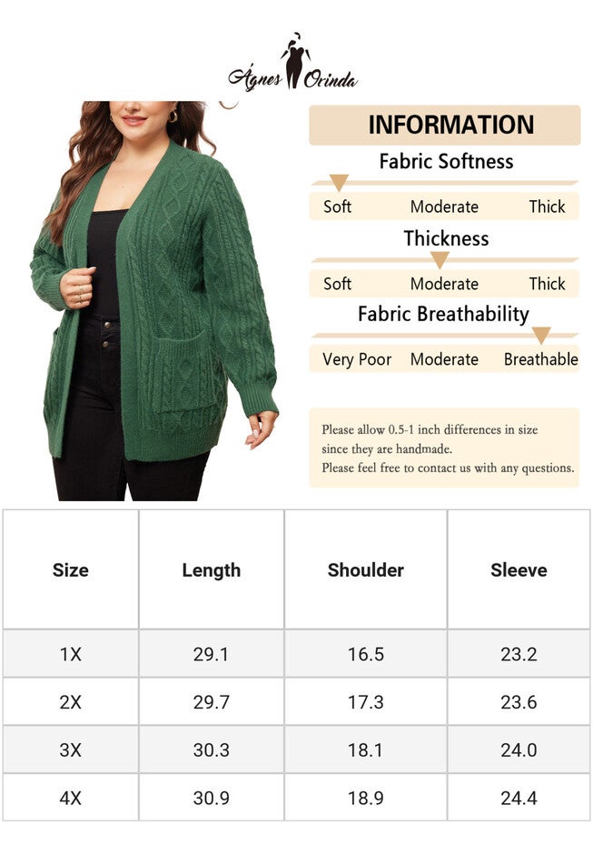 OPEN FRONT LIGHTWEIGHT SWEATER CARDIGAN WITH POCKETS, Dark Green / Forest Green, alternate image number 4
