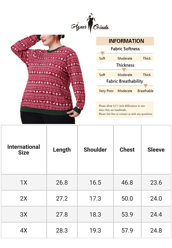 Long Sleeve Contrast Color Knit Pullover Top, Red / Red, alternate image number null