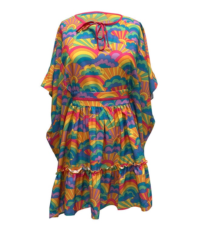Smak Parlor Happy Groovy Rainbows Mini Caftan, Rainbow / Yellow, hi-res image number null