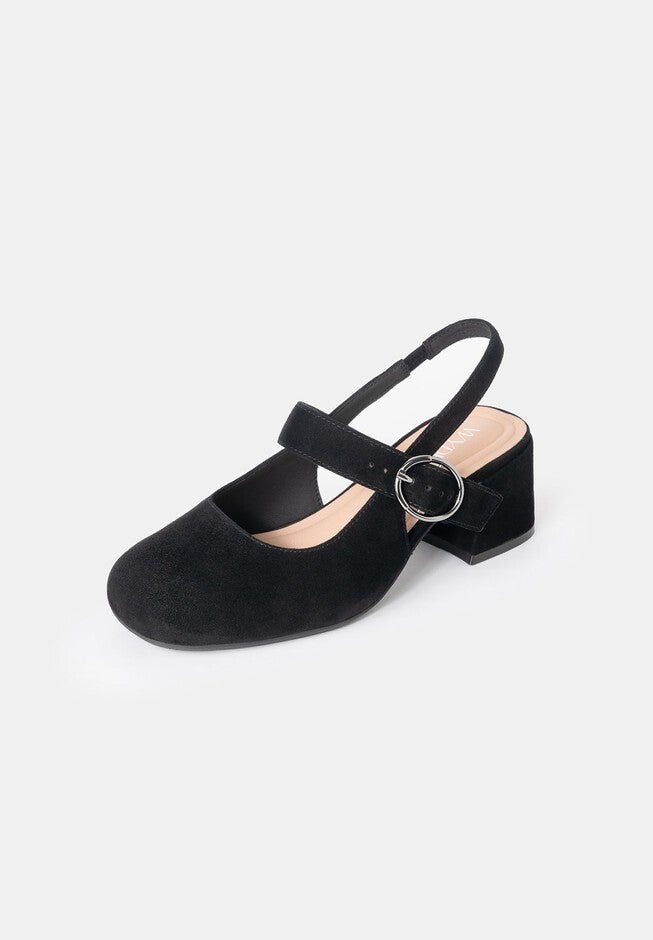 Amber Slingback Mary Jane, Black Suede / Black, alternate image number 2