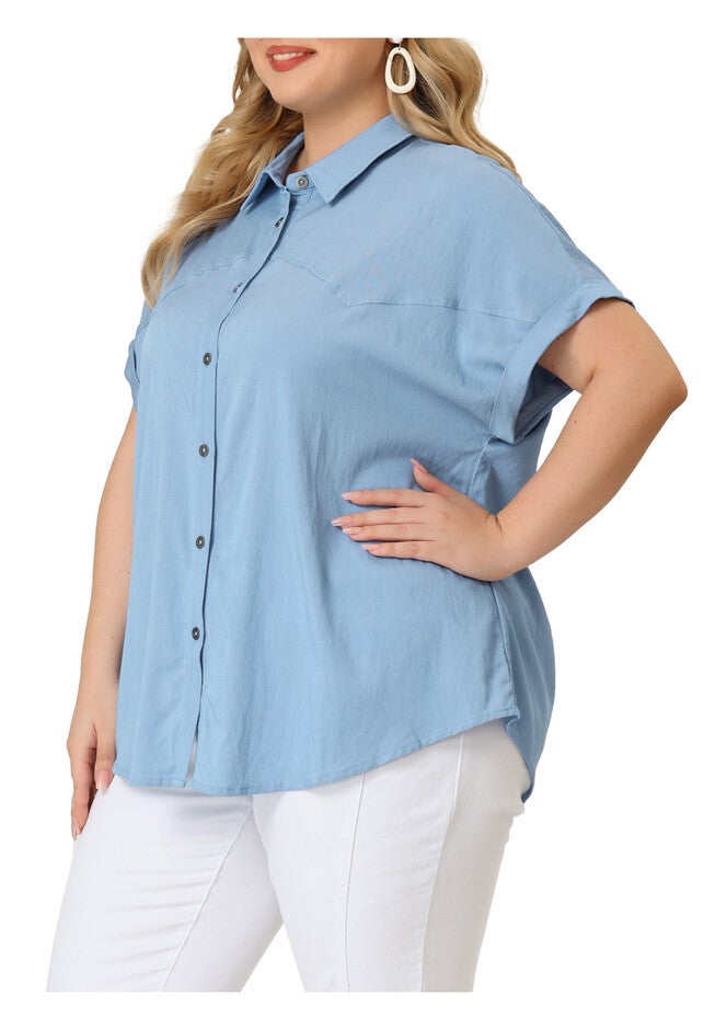 ROLL SLEEVES BUTTONS DOWN CHAMBRAY SHIRT, Blue / Light Blue, alternate image number 2