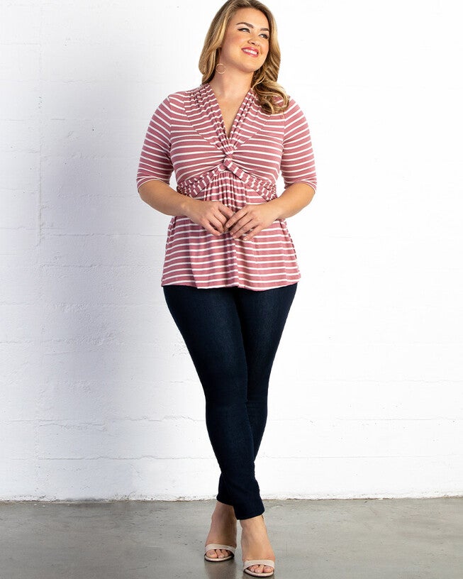 Ashton Twist Top, ROSY MAUVE STRIPES / Mauve, alternate image number 3