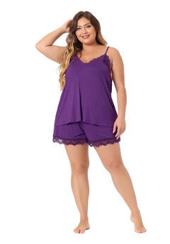 LACE CHEMISE SHORTS SET NIGHTWEAR SLEEPWEAR LOUNGE SET