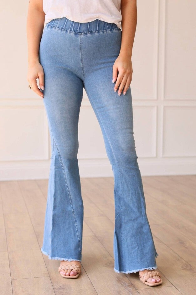 THE JOLENE HIGH RISE FLARE DENIM IN LIGHT WASH, Light Wash / Light Wash, hi-res image number null