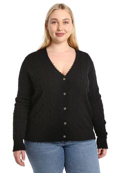 Cotton frayed edge cable cardigan