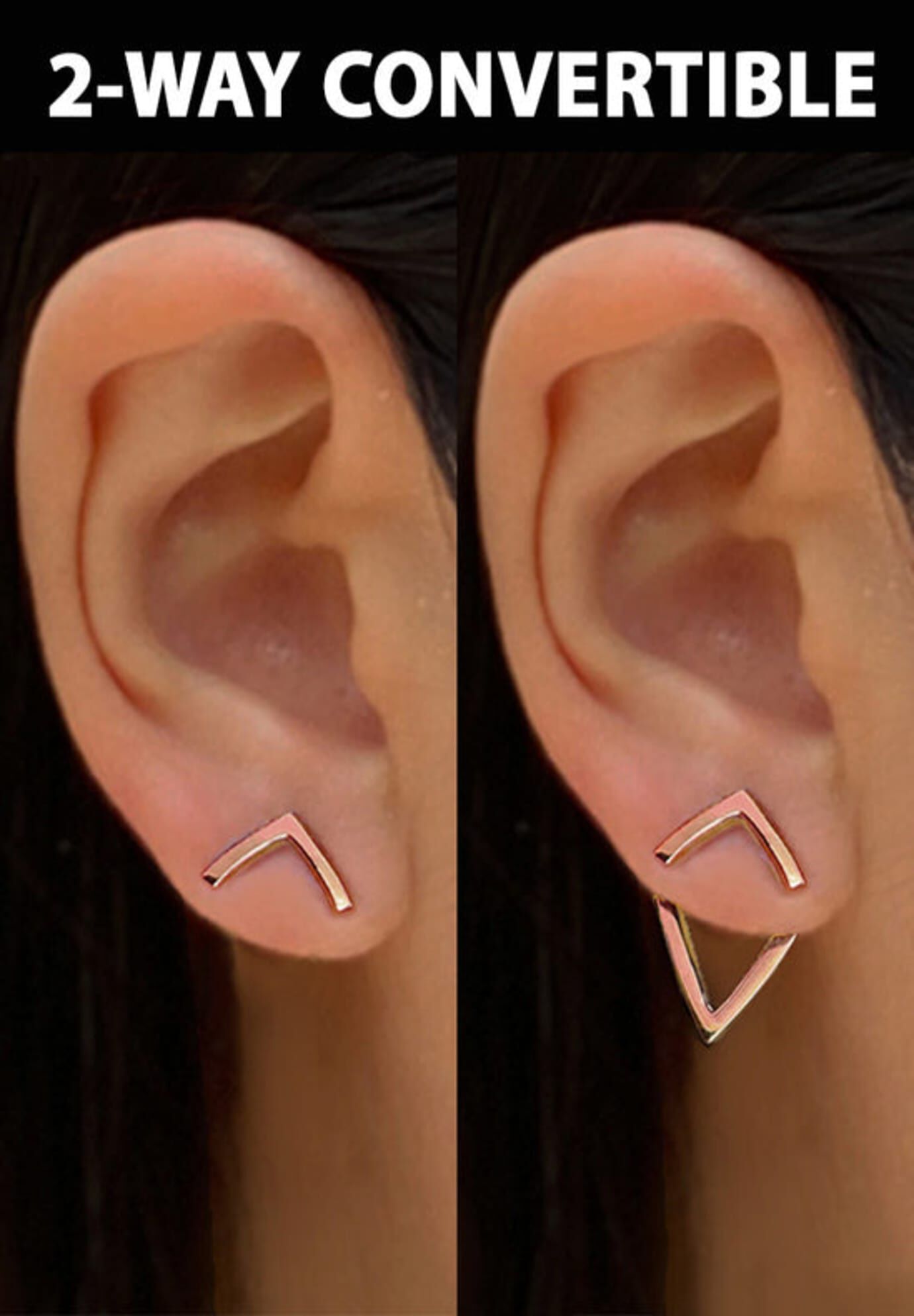 TRILL 2-Way Convertible Wishbone Studs, Rose Gold / Bronze, alternate image number 1