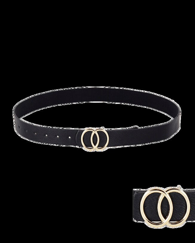 Double Circle Buckle Belt Black, BLACK / Black, hi-res image number 0