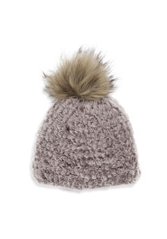 Knitted Fur Pom Hat