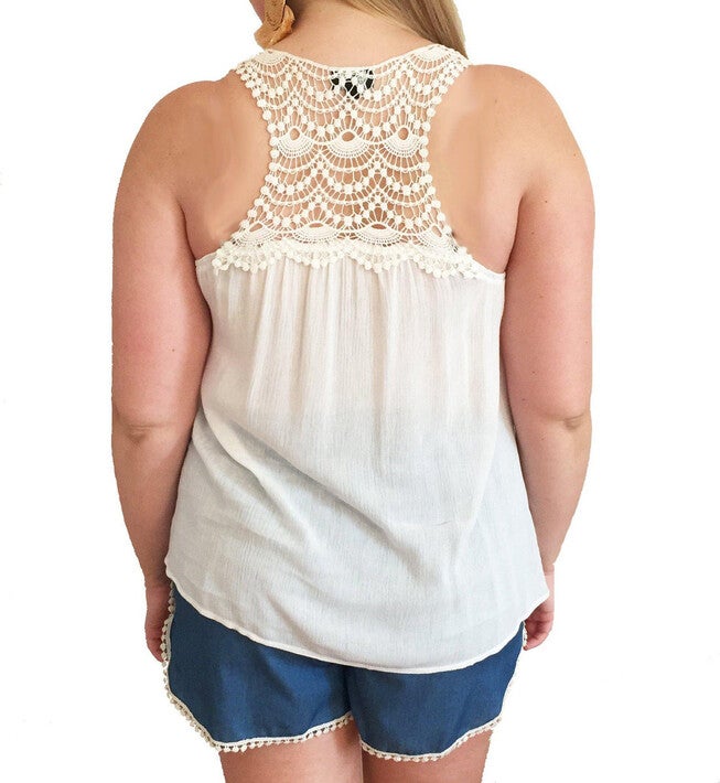 Kelly Tassel Lace Tank Top, Ivory / Ivory, alternate image number null