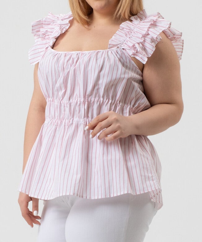Alize Blouse, WhiteRose Pink Stripes / White, alternate image number null