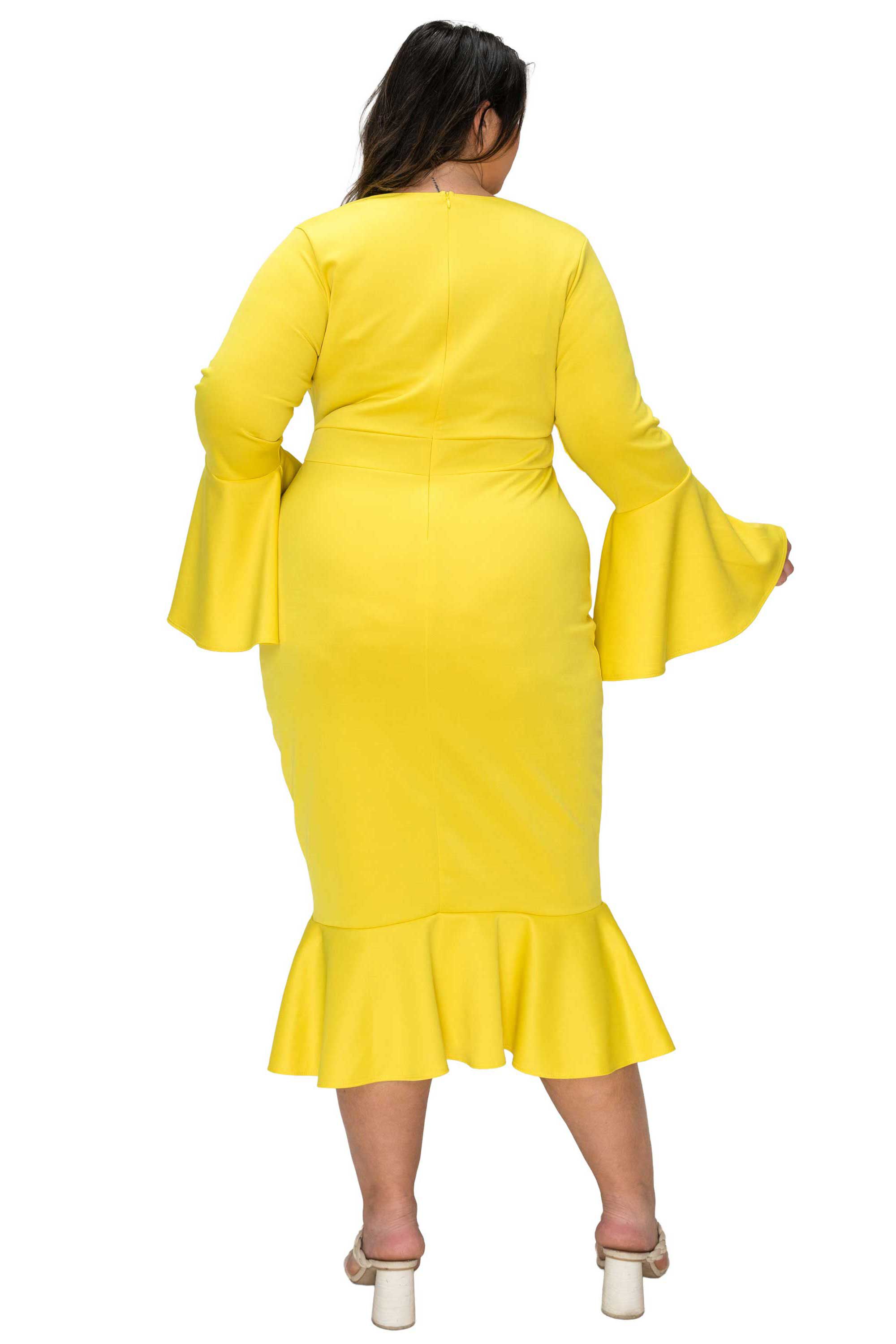 Sabrina Mermaid Hem Dress, Yellow / Light Yellow, alternate image number 2