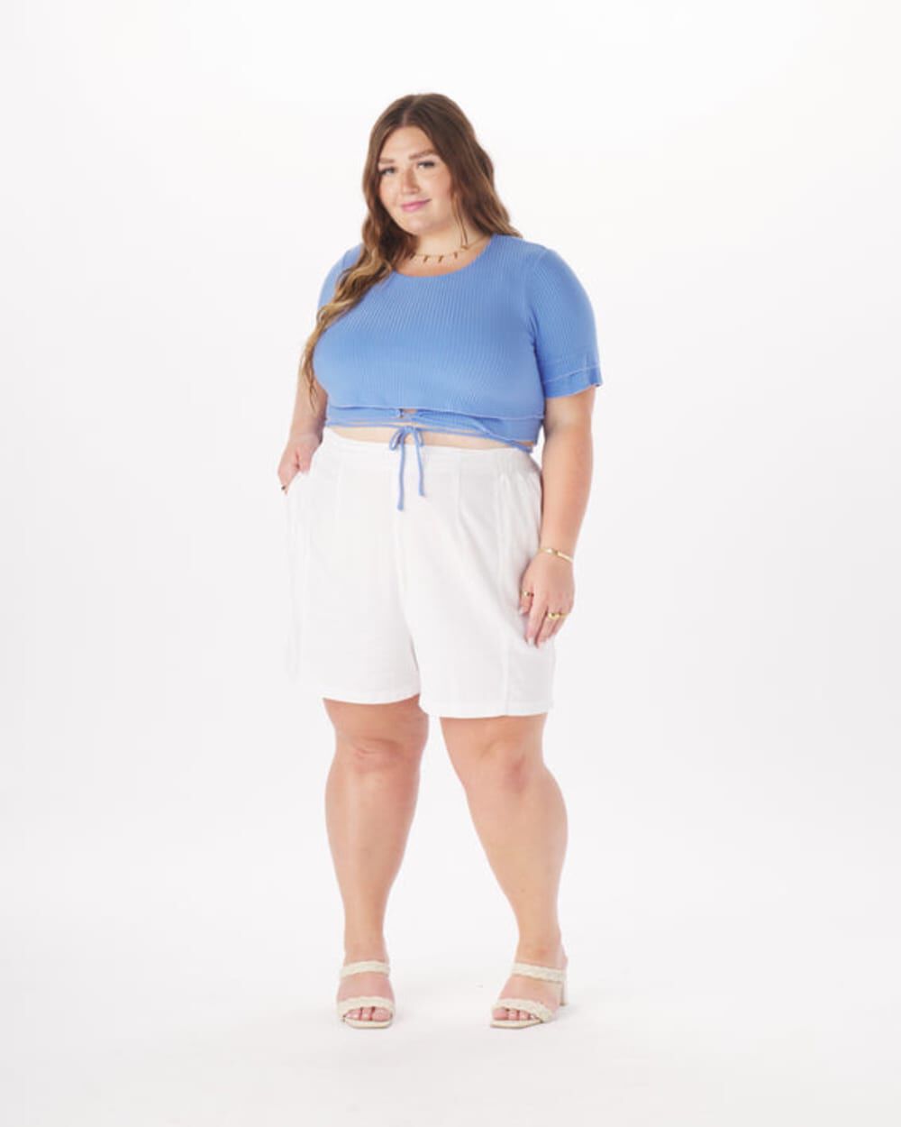 Dominique Tie-Around Crop Top, Dusty Blue / Dusty Blue, hi-res image number 0