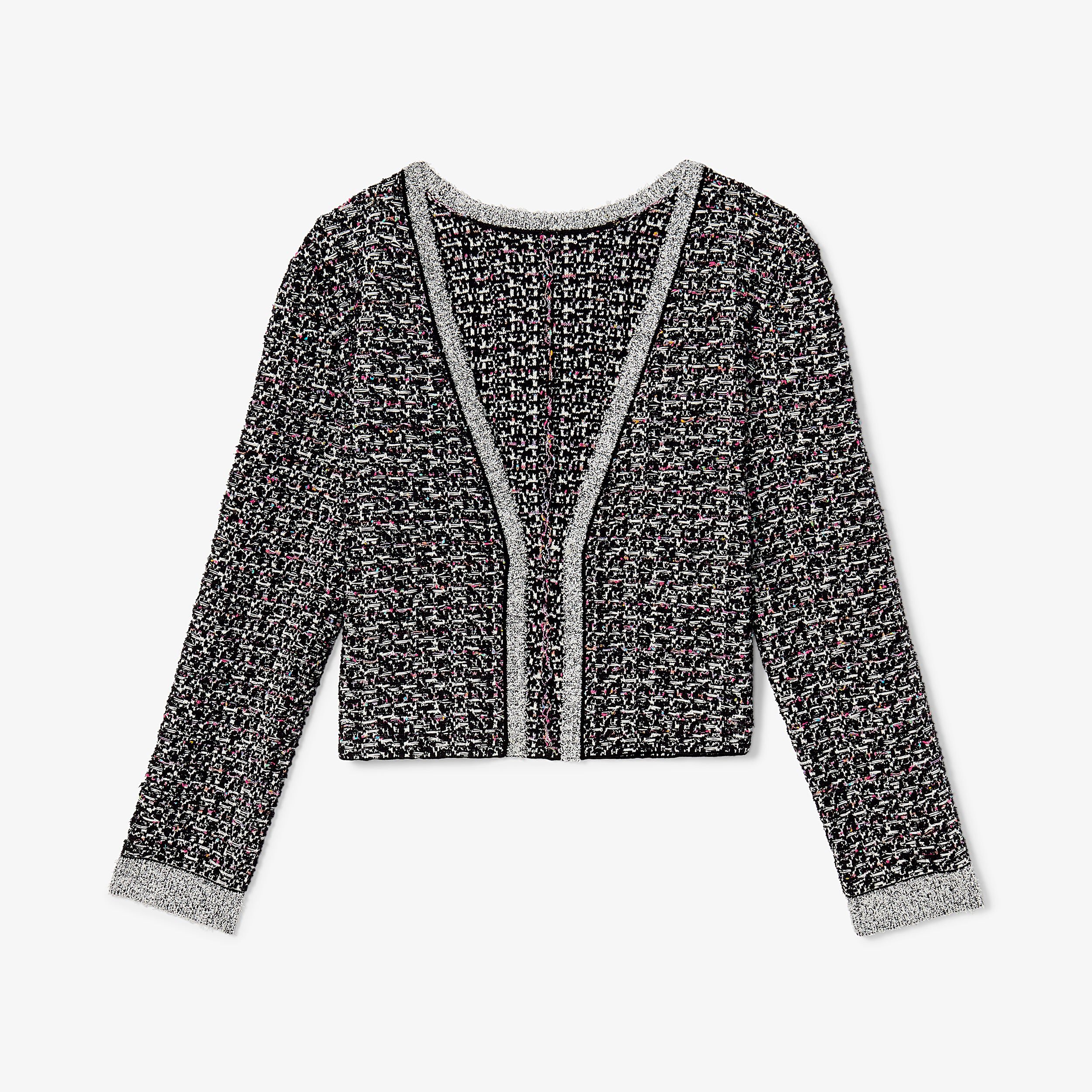 Meena Daily Jardigan - Boucle Tweed Jardigan, BlackWhite / Black, alternate image number 4