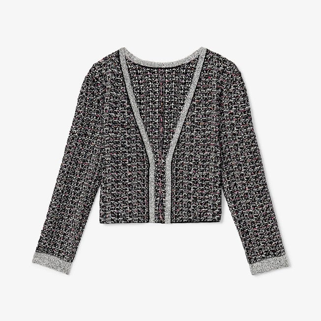 Meena Daily Jardigan - Boucle Tweed Jardigan, BlackWhite / Black, alternate image number 4