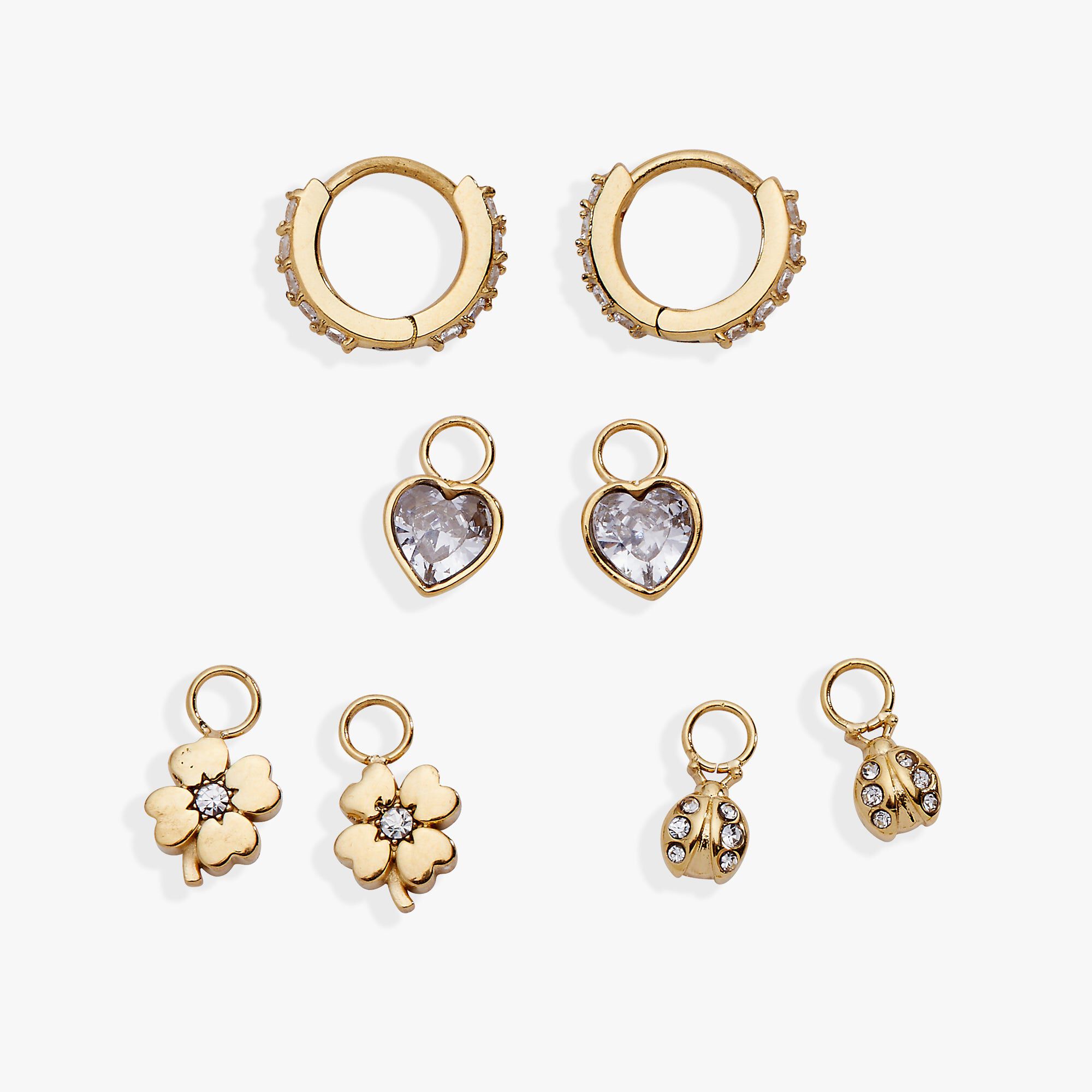 Love & Luck Mix & Match Earring Set of 4, Gold / Gold, hi-res image number 0