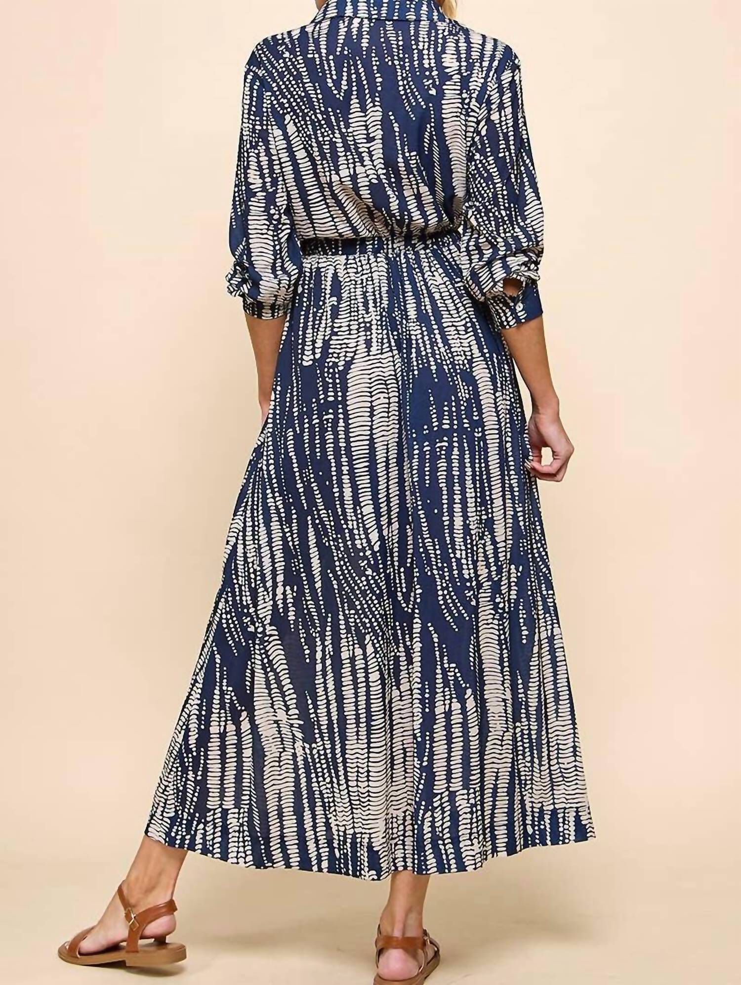 TIE DYE MAXI DRESS IN NAVY/TAUPE, , alternate image number 7