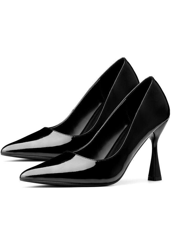 Pointed Toe Stiletto Heels Dress Pumps, Black / Black, hi-res image number 0
