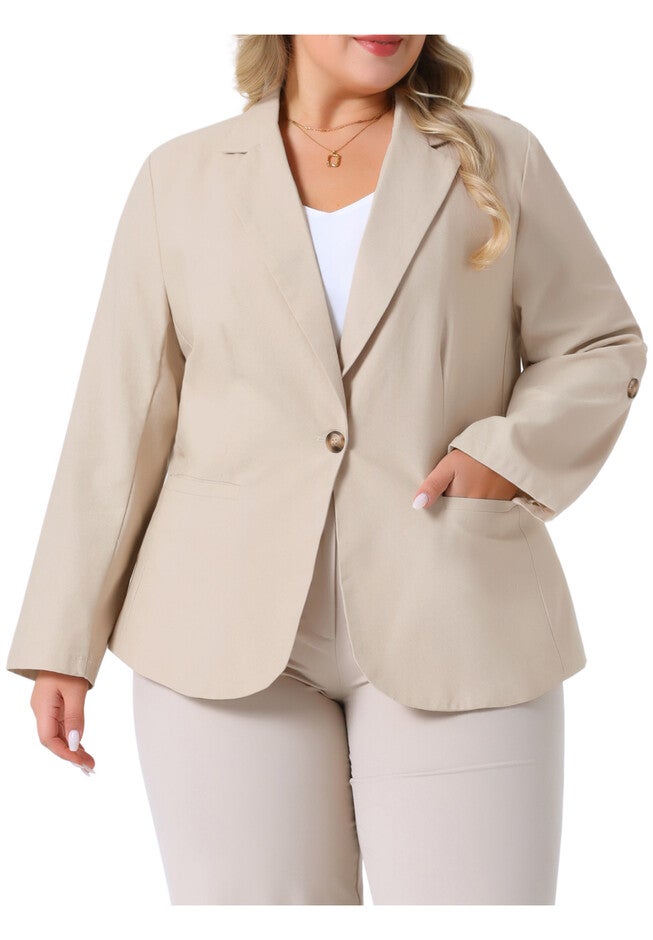 Lightweight Button Linen Cotton Blazer, Beige / Beige, alternate image number null