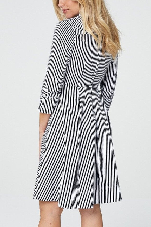 Annick - Estelle Shirt Dress Striped Waist Tie, White / White, alternate image number 3