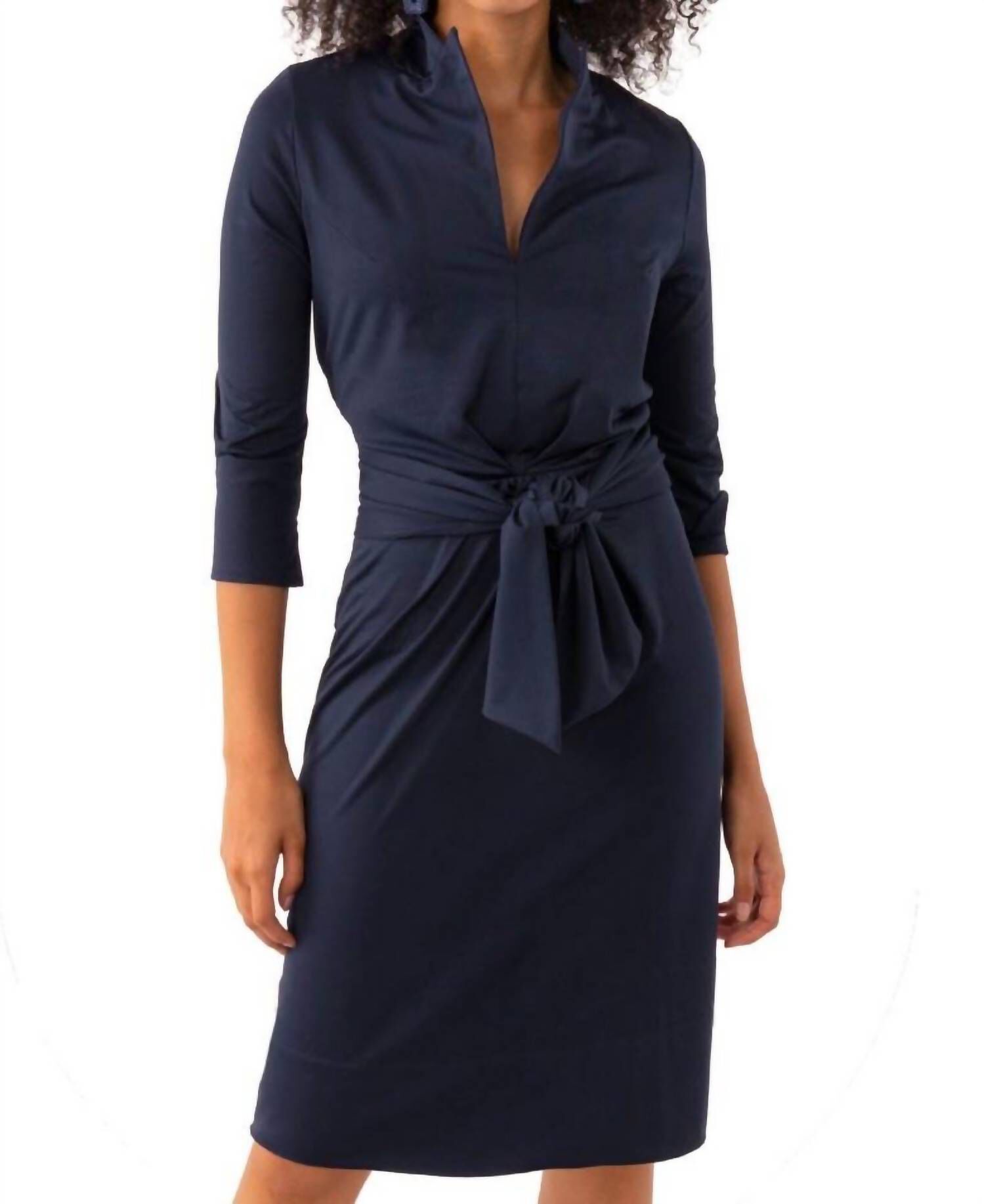 DAPPER DRESS IN SOLID NAVY, Solid Navy / Black, hi-res image number 0