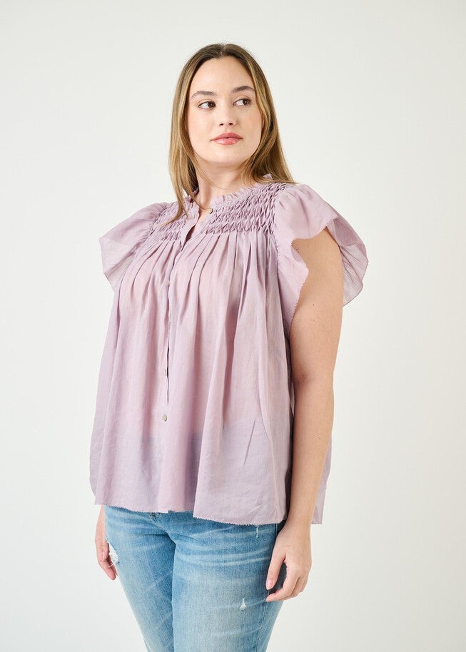 Zola Smocked Top with Ruffle Sleeves, Nirvana / Purple, alternate image number null