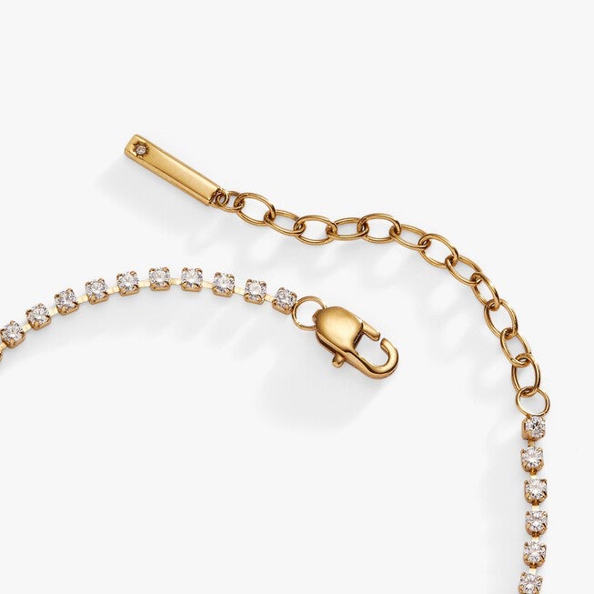 "Babe" Crystal Tennis Bracelet, Gold / Gold, alternate image number 2