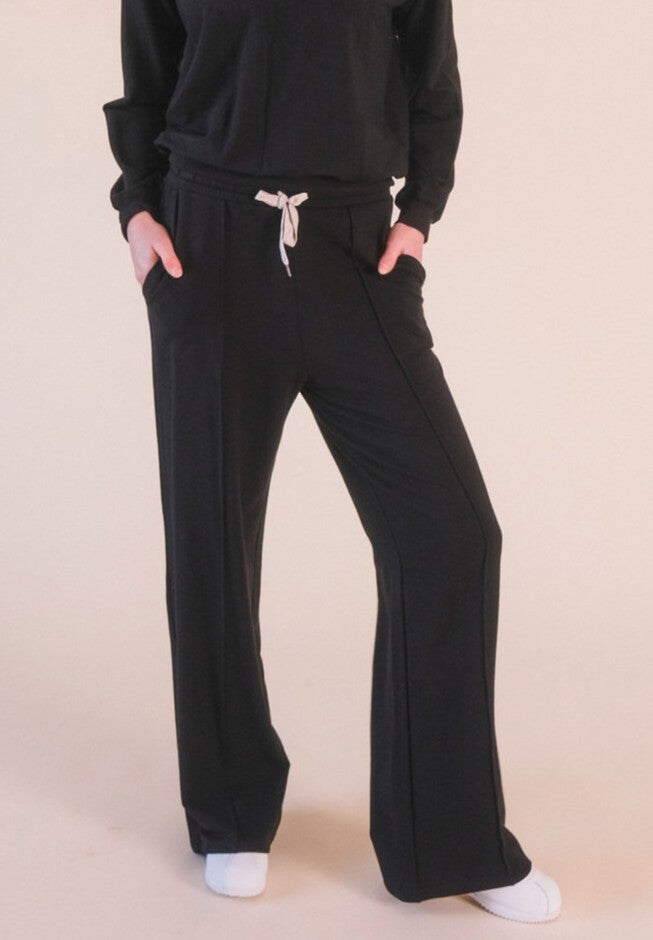 Plus Betty Organic Cotton + Tencel Wide Leg Pant, Black / Black, hi-res image number null