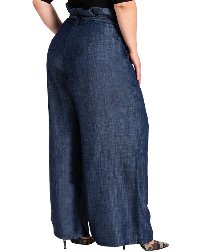 Plus Size Cleo Indigo Tencel Denim Palazzo Pants, , alternate image number 7