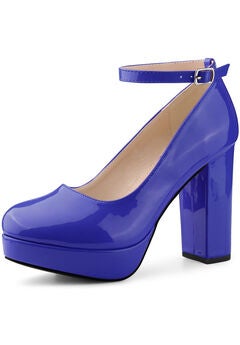 Platform Ankle Strap Chunky Heel Mary Janes Pumps