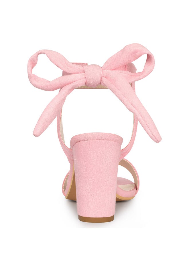 Open Toe Ankle Tie Back Chunky Heel Sandals, Bling Pink / Pink, alternate image number 2