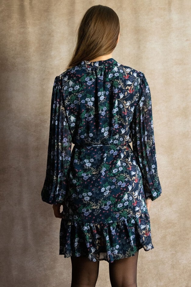 Annick - Anna Short Dress Ditsy Floral Print Front Buttons Navy, Navy / Navy, alternate image number 3