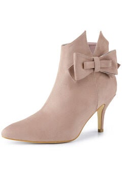 BOW DECOR STILETTO HEEL ANKLE BOOTS