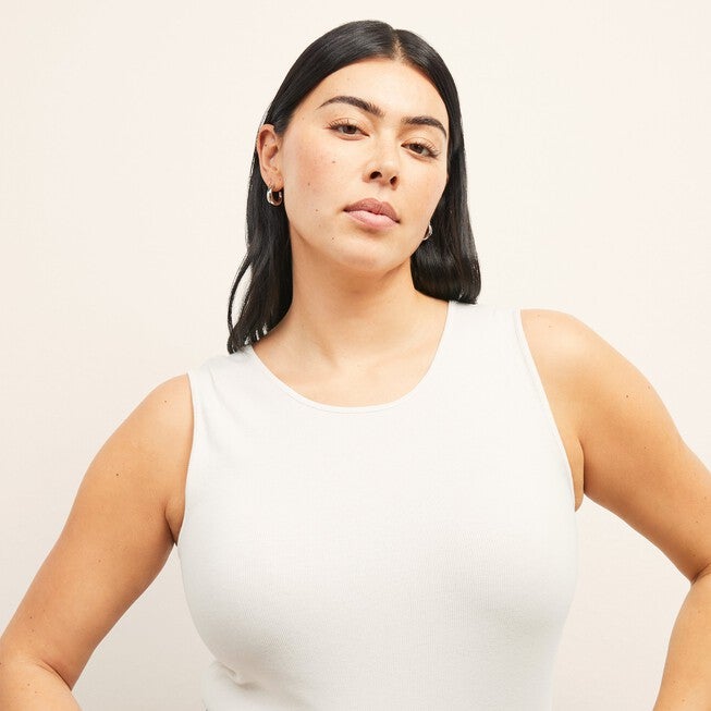 Paige Tank - Ribbed Pima Cotton, Ivory / Ivory, alternate image number 2