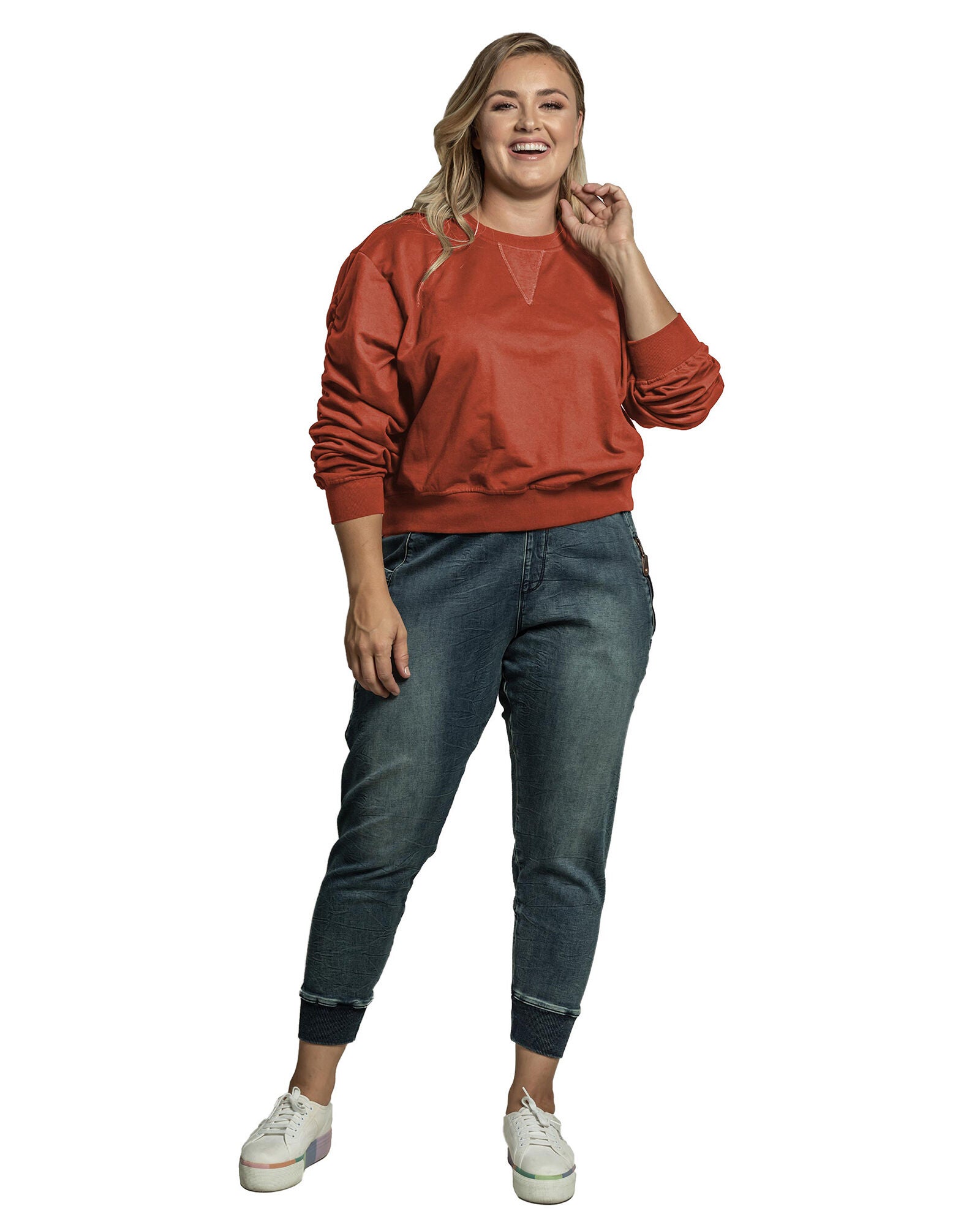 Standards & Practices Women&#39;s Long Sleeve French Terry Ruched Pullover, , alternate image number 6