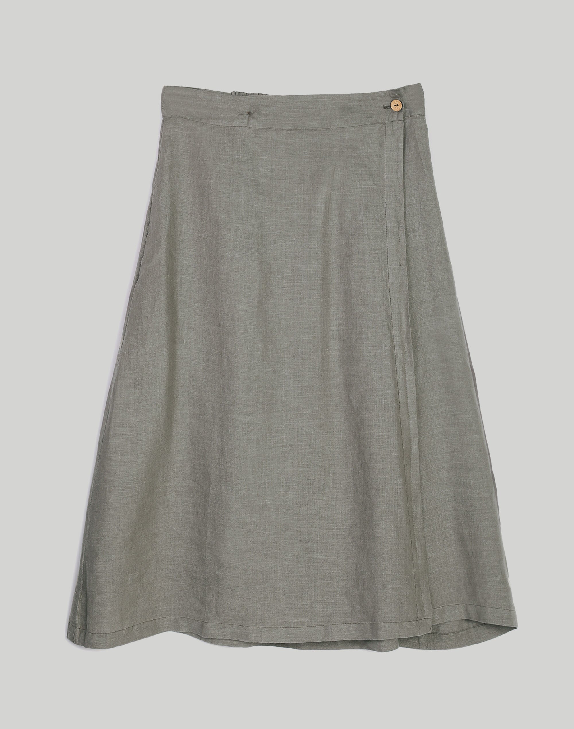 Overlap Midi Skirt, Hemp Dark Green / Light Green, alternate image number 6
