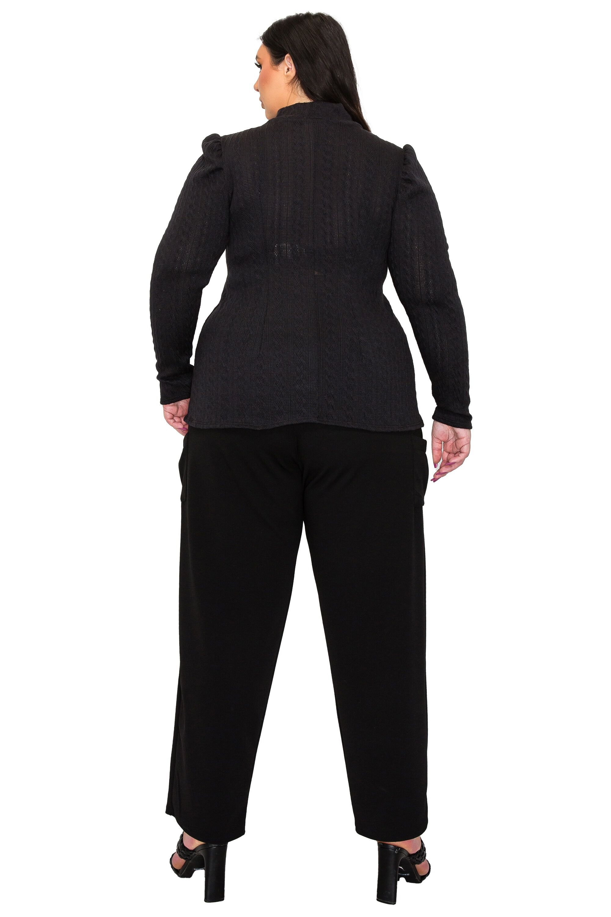 CATRIONA WAIST TIE SWEATER, Black / Black, alternate image number 2