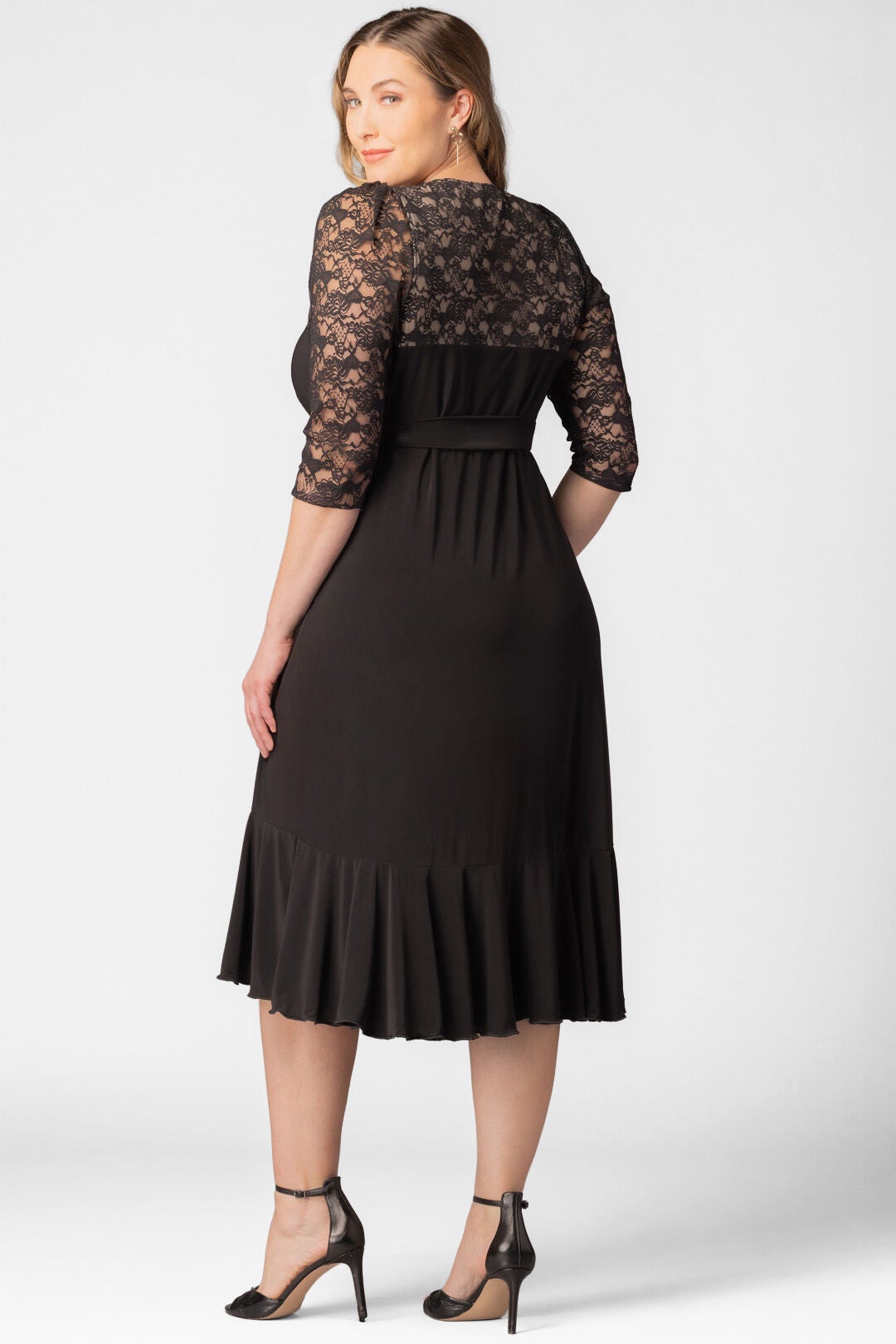 Lavish Lace Wrap Dress, Black Noir / Black, alternate image number 1
