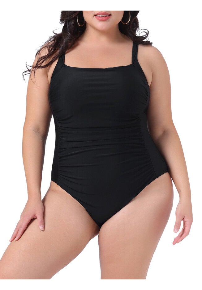 Summer Swimsuit Padded Ruched Bathing Suit Swimwear, Black / Black, alternate image number 2