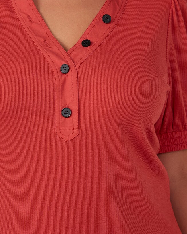 Sublime Coral Placket Front Top, Coral / Orange, alternate image number null
