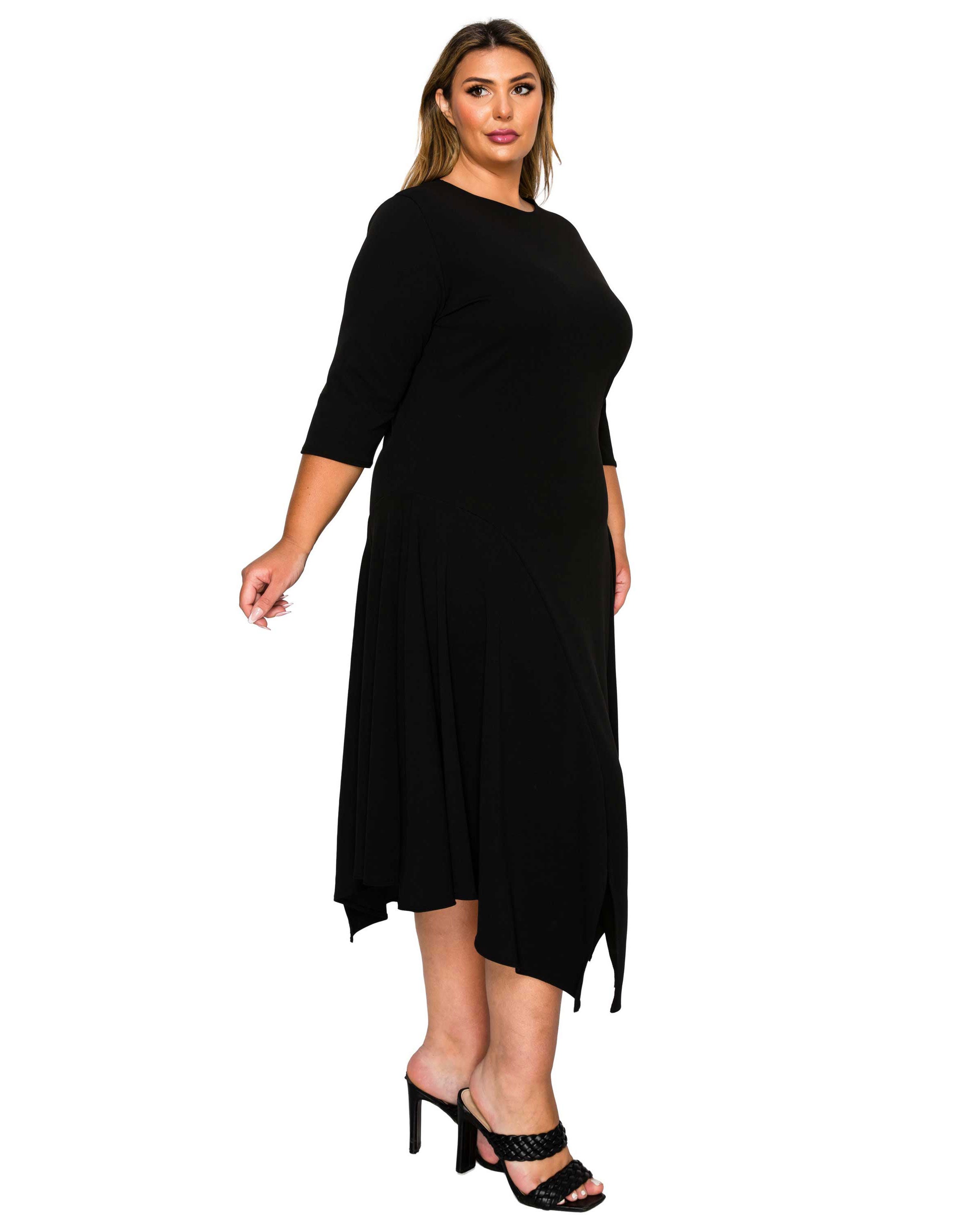 Vida Split Hem Dress, Black / Black, alternate image number 1
