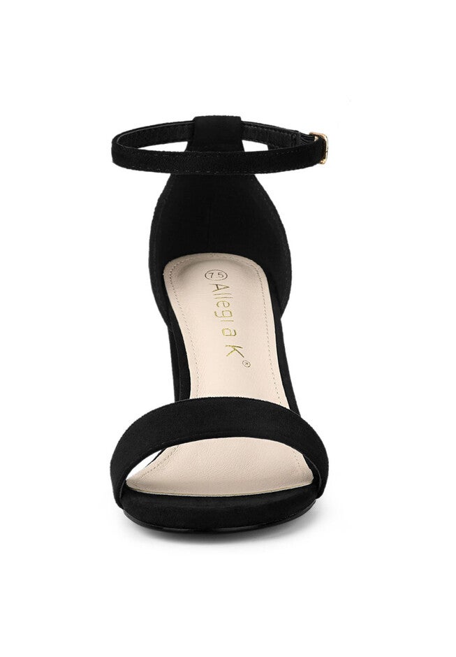 Open Toe Ankle Strap Chunky High Heel Sandals, Black / Black, alternate image number 2