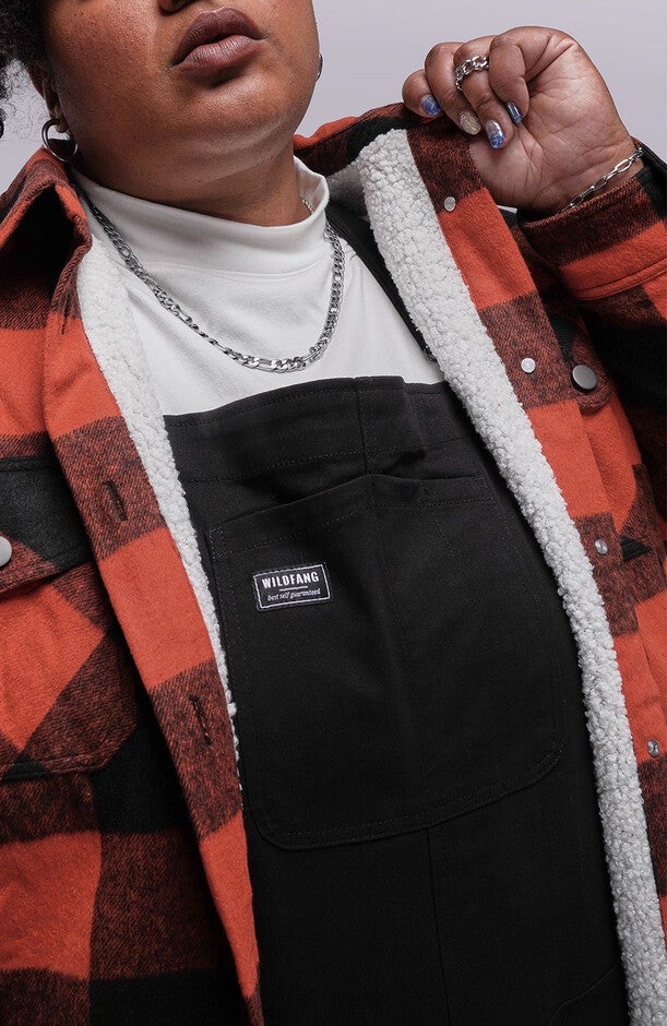 The Essential Flannel Fleece Lined Shacket, CHILIBLACK / Red, alternate image number 3