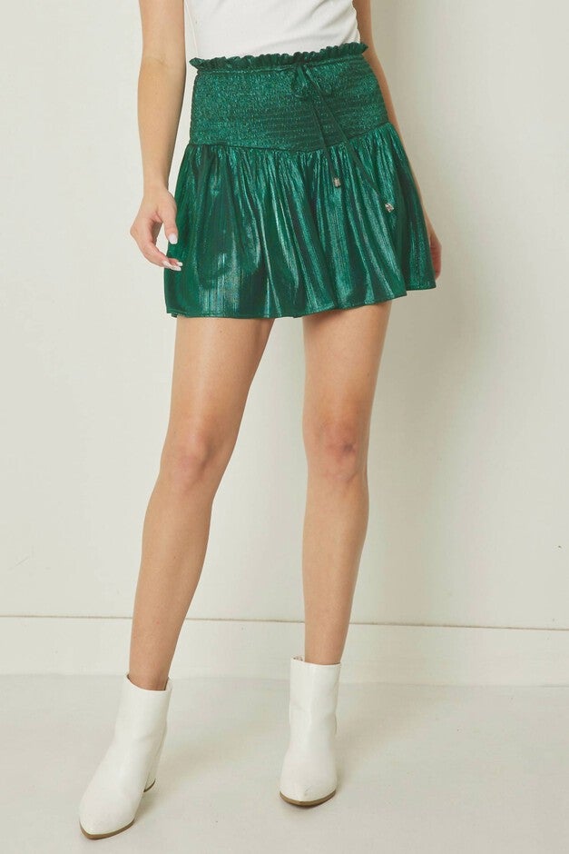 A Little Shimmer Shorts In Hunter Green, Hunter Green / Hunter Green, hi-res image number 0