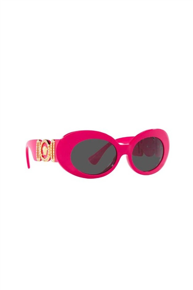 OVAL PLASTIC SUNGLASSES WITH GREY LENS IN FUCHSIA, Fuchsia / Pink, hi-res image number null