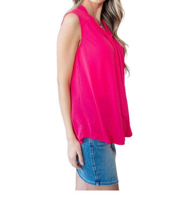 UPTOWN GIRL TIE BLOUSE, Hot Pink / Pink, alternate image number 2